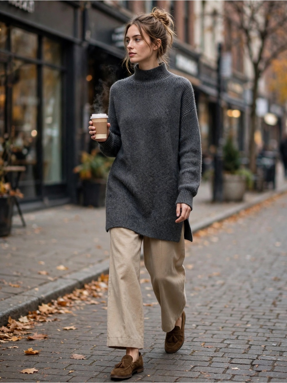 Saks Fifth Avenue Charcoal Ribbed Turtleneck Sweater